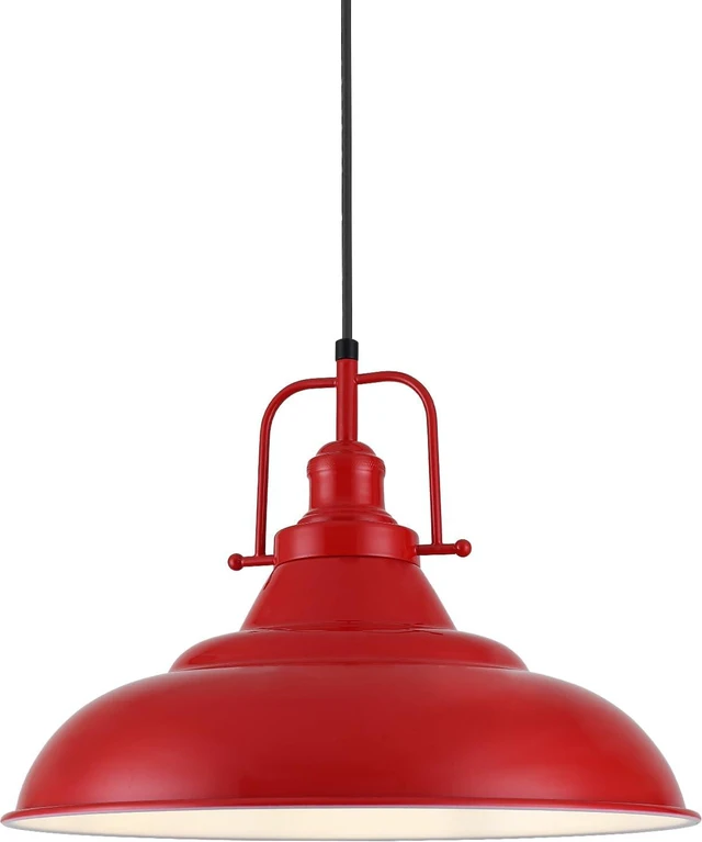 Main image of Red Pendant Light, 16 Inch Large Industrial Pendant Lights, Matte Red Pendant Lights Kitchen Island, Vintage Farmhouse Pendant Light for Kitchen Island, Dining Room, Hallway (1 Pack)