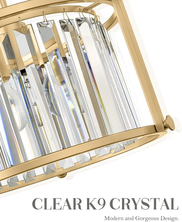 Alt view image 2 of 7 - Crystal Semi Flush Mount Chandelier, 11'' Gold Ceiling Light, Modern Flush Mount Light Fixture for Bedroom Kitchen Laundry Entryway, CL4832-1W-PG