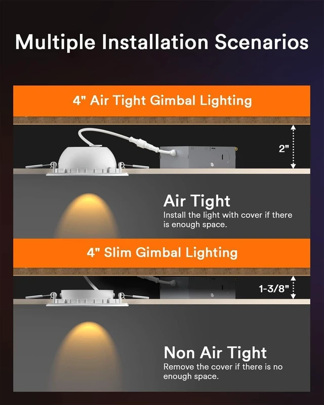 Alt view image 6 of 7 - Lumary Smart Gimbal Recessed Lighting 4 Inch, Color Changing 40° Tilt, ETL