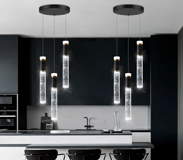 Main image of Mini Chandelier for Kitchen Island Modern Crystal Pendant Lighting LED Dining Room Hanging Lights Cylinder Drop Lights Ceiling Lighting Fixture Kitchen Sink Bedroom Bathroom 2700K 6000K