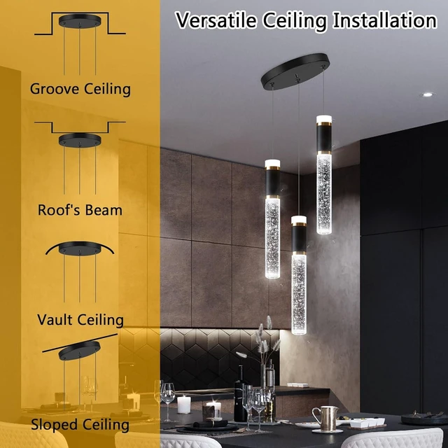Alt view image 4 of 7 - Mini Chandelier for Kitchen Island Modern Crystal Pendant Lighting LED Dining Room Hanging Lights Cylinder Drop Lights Ceiling Lighting Fixture Kitchen Sink Bedroom Bathroom 2700K 6000K