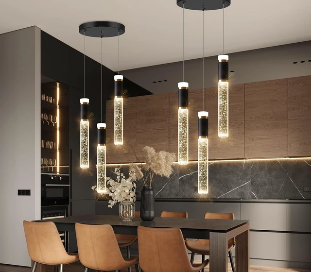 Alt view image 7 of 7 - Mini Chandelier for Kitchen Island Modern Crystal Pendant Lighting LED Dining Room Hanging Lights Cylinder Drop Lights Ceiling Lighting Fixture Kitchen Sink Bedroom Bathroom 2700K 6000K