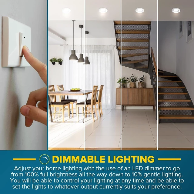 Alt view image 3 of 5 - SUNPERIAN 12-Pack 5/6 Inch Recessed Lighting LED Can Lights, 5 Color Options 2700K/3000K/3500K/4000K/5000K, CRI 90, 14W=90W, 1100 Lumens, Dimmable LED Downlight, Wet Rated, IC Rated, ETL Listed