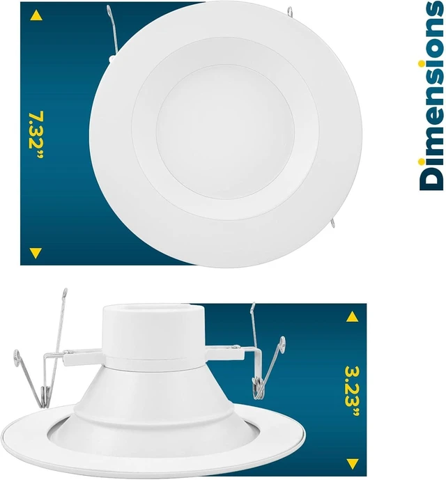 Alt view image 4 of 5 - SUNPERIAN 12-Pack 5/6 Inch Recessed Lighting LED Can Lights, 5 Color Options 2700K/3000K/3500K/4000K/5000K, CRI 90, 14W=90W, 1100 Lumens, Dimmable LED Downlight, Wet Rated, IC Rated, ETL Listed