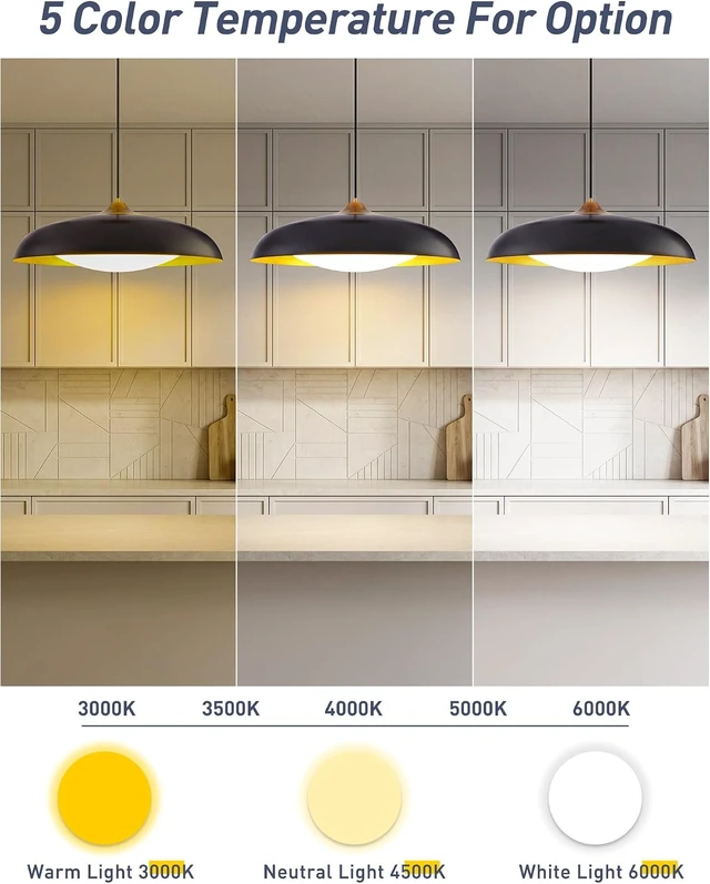Alt view image 4 of 7 - kudos 21 Inch Black and Gold LED Pendant Light, KDPL02-BK-L