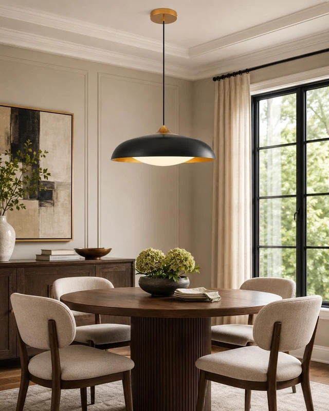 Alt view image 6 of 7 - kudos 21 Inch Black and Gold LED Pendant Light, KDPL02-BK-L