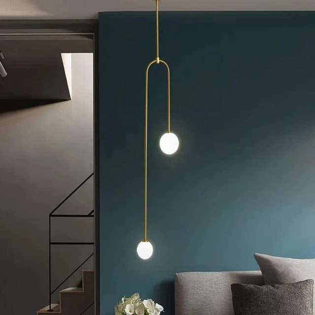 Main image of Linear Globe Chandeliers Gold Frosted Glass Globe Pendant Light Kitchen Island Ceiling Hanging Pendant Lighting for Dining Room Table Living Room Bar