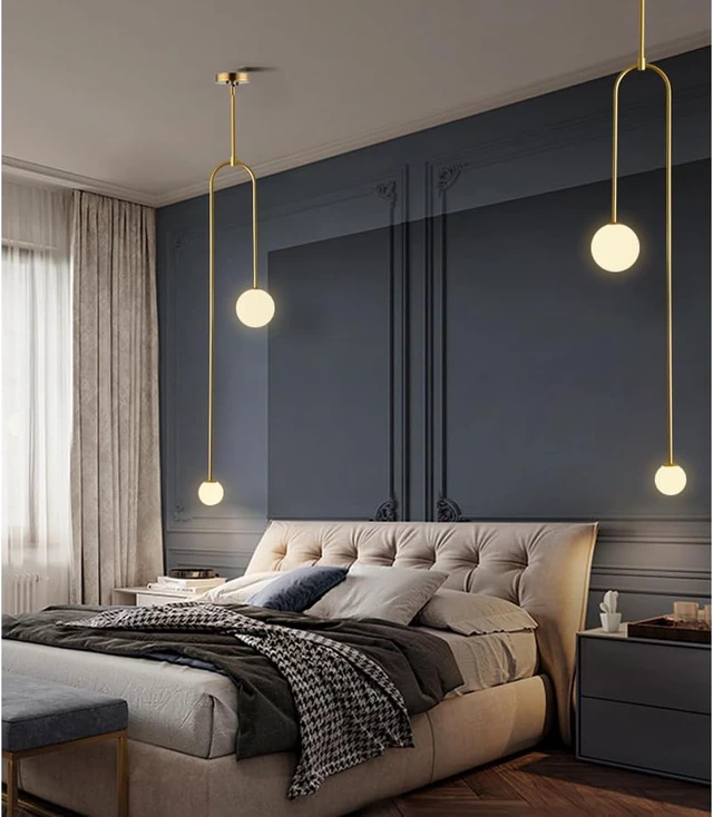 Alt view image 2 of 6 - Linear Globe Chandeliers Gold Frosted Glass Globe Pendant Light Kitchen Island Ceiling Hanging Pendant Lighting for Dining Room Table Living Room Bar
