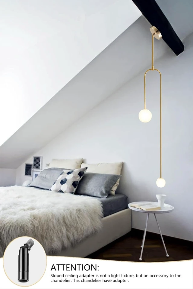 Alt view image 6 of 6 - Linear Globe Chandeliers Gold Frosted Glass Globe Pendant Light Kitchen Island Ceiling Hanging Pendant Lighting for Dining Room Table Living Room Bar