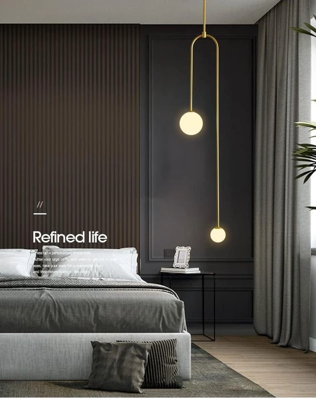 Alt view image 3 of 6 - Linear Globe Chandeliers Gold Frosted Glass Globe Pendant Light Kitchen Island Ceiling Hanging Pendant Lighting for Dining Room Table Living Room Bar