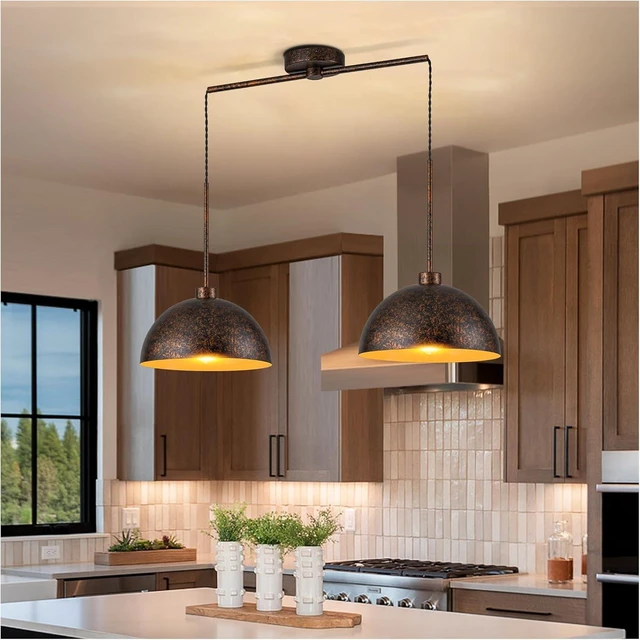 Main image of 2 Light Copper Dome Pendant Lights Kitchen Island
