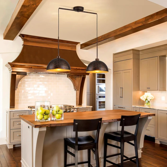 Alt view image 2 of 7 - 2 Light Copper Dome Pendant Lights Kitchen Island