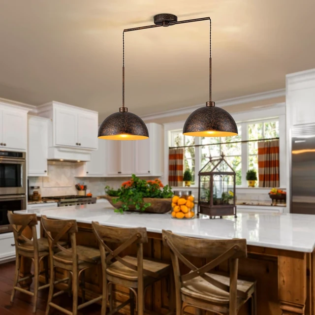 Alt view image 4 of 7 - 2 Light Copper Dome Pendant Lights Kitchen Island