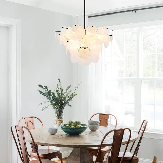 Alt view image 2 of 7 - Dia 28 Inch, Modern Glass Chandeliers for Bedroom, Black Dining Room Light Fixture, Large Vintage Pendant Chandelier for Living Room Entryway Foyer