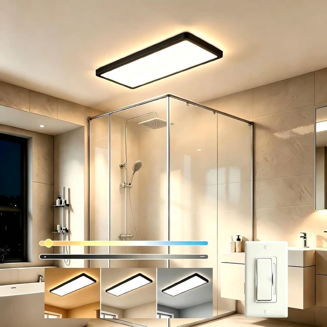 Main image of 1Pack Black 23.6In Flush Mount Ceiling Light, 24W 3800lm Thyristor (TRIAC) Dimmable Rectangle LED Ceiling Light,3-CCT 3000-6500K with Memory Funcation,IP54 for Kitchen/Bathroom/Hallway/Office