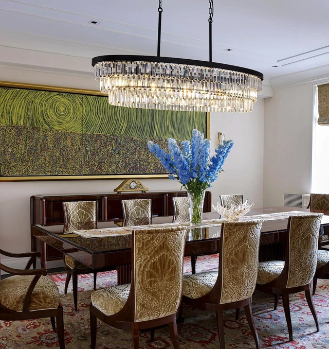 Alt view image 7 of 7 - TOCHIC Modern Crystal Chandelier 47 in Black Oval Dining Room Light Fixture