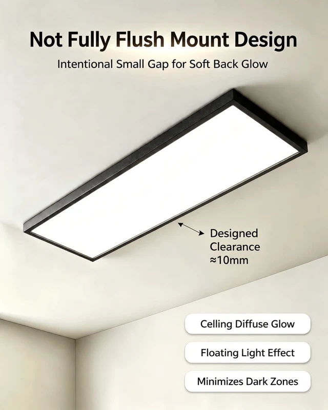 Alt view image 3 of 7 - 1Pack Black 23.6In Flush Mount Ceiling Light, 24W 3800lm Thyristor (TRIAC) Dimmable Rectangle LED Ceiling Light,3-CCT 3000-6500K with Memory Funcation,IP54 for Kitchen/Bathroom/Hallway/Office