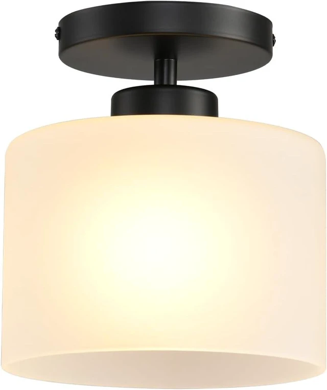Main image of Semi Flush Mount Ceiling Light, Modern Kitchen Lighting Fixtures Ceiling, Rustic Ceiling Light Fixtures, Ceiling Lights with Glass Shade for Hallway Foyer Entryway Bedroom