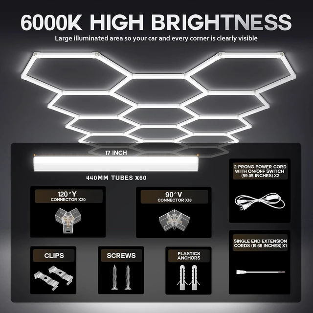 Alt view image 7 of 7 - 58Lights LED Hexagon Honeycomb Lights,14-Hex Honeycomb Lights