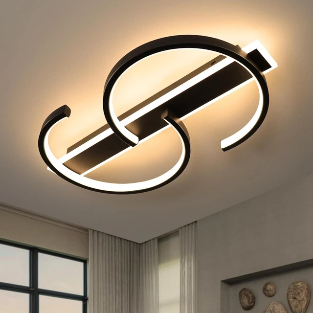 Main image of 19.7" LED Ceiling Light, 2 Rings Design Flush Mount Ceiling Light with Remote Control, 45W Matte Black Dimmable 3000-6000K, Modern Light fixtures Ceiling for Bedroom Living Room Dining Room