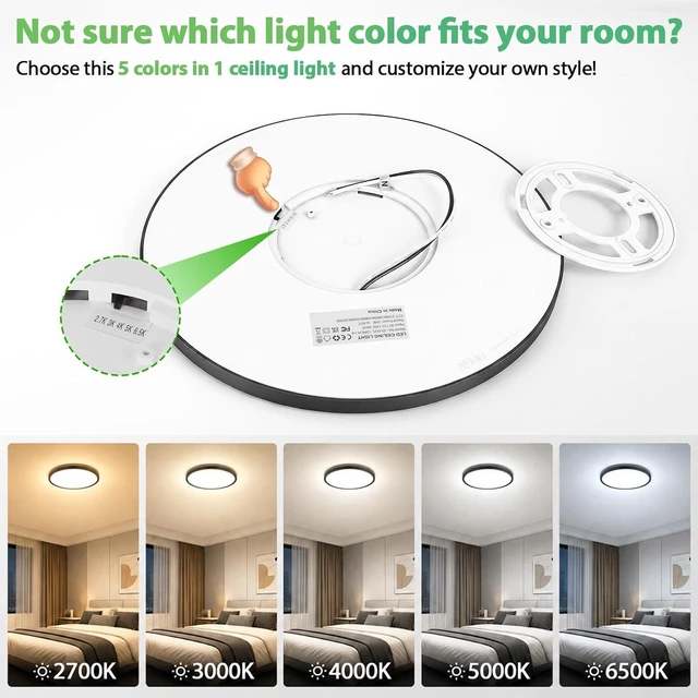 Alt view image 2 of 7 - Brightever 12 Inch LED Flush Mount Ceiling Light Fixture 5CCT Dimmable 24W