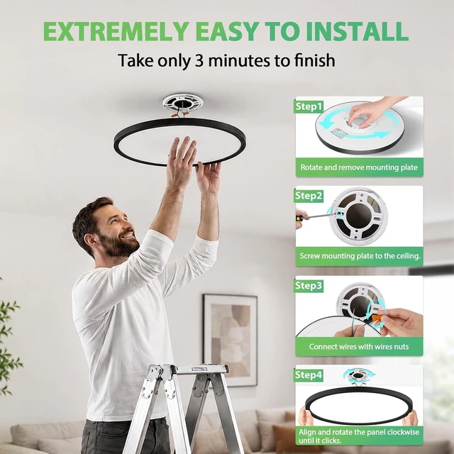 Alt view image 6 of 7 - Brightever 12 Inch LED Flush Mount Ceiling Light Fixture 5CCT Dimmable 24W