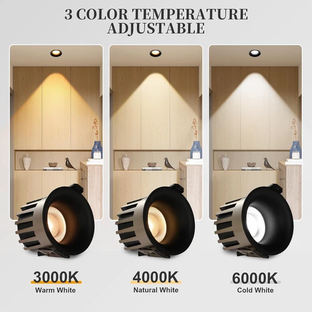 Alt view image 3 of 7 - 3 Inch LED Recessed Lights, Dimmable, 3CCT, CRI98, Trimless Ceiling Light