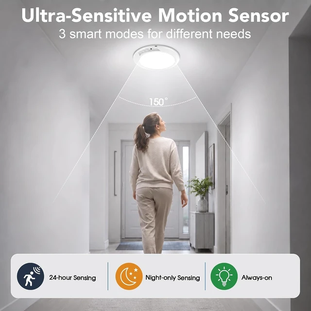 Alt view image 2 of 7 - Rechargeable Motion Sensor Ceiling Light, Wireless LED Battery Operated Ceiling Lamp with Remote, 3CCT Color Changing Dimmable Flush Mount Light for Closet, Pantry, Hallway and Stairway, 6 Pack