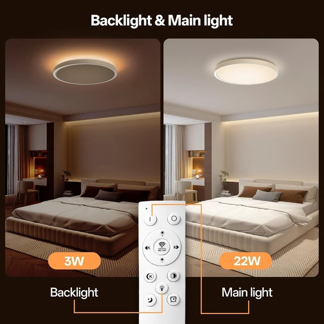 Alt view image 3 of 7 - Voice Control Ceiling Light 12inch Flush Mount Smart Ceiling Light,3CCT,25W
