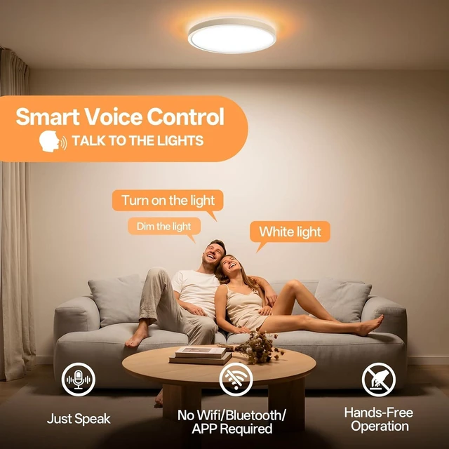 Alt view image 2 of 7 - Voice Control Ceiling Light 12inch Flush Mount Smart Ceiling Light,3CCT,25W