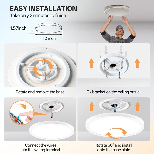 Alt view image 6 of 7 - Voice Control Ceiling Light 12inch Flush Mount Smart Ceiling Light,3CCT,25W