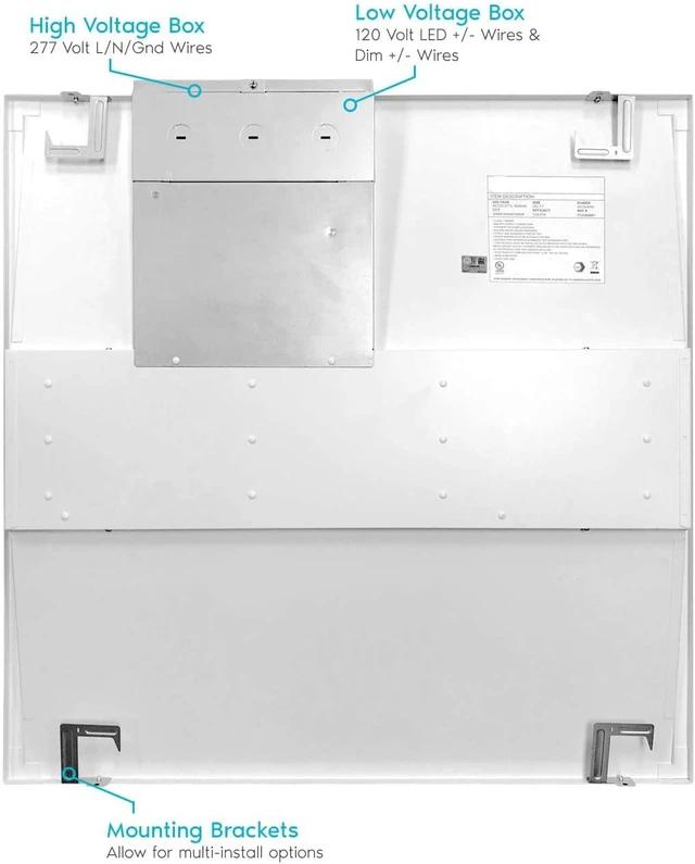 Alt view image 4 of 6 - 2x2 FT Center Basket LED Troffer Panel Light, 20/30/40W, 3 Color Options 3000K | 4000K | 5000K, Dimmable Drop Ceiling Lights, 2500/3750/5000 Lumens, Damp Rated, 120-277V, Premium (4 Pack)