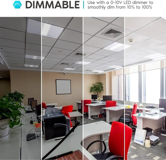 Alt view image 5 of 6 - 2x2 FT Center Basket LED Troffer Panel Light, 20/30/40W, 3 Color Options 3000K | 4000K | 5000K, Dimmable Drop Ceiling Lights, 2500/3750/5000 Lumens, Damp Rated, 120-277V, Premium (4 Pack)