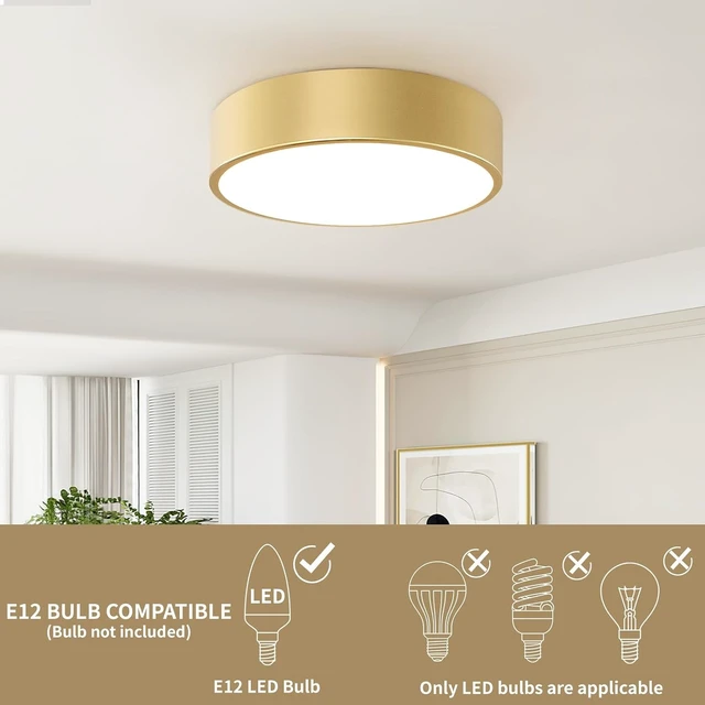 Alt view image 3 of 7 - 11.8 Inch Gold Flush Mount Ceiling Light,Elegant 2-Light Fixture