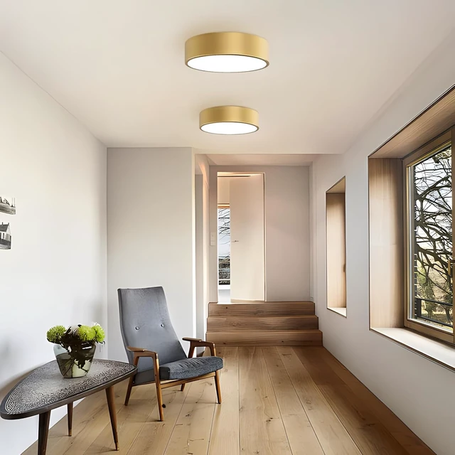 Alt view image 5 of 7 - 11.8 Inch Gold Flush Mount Ceiling Light,Elegant 2-Light Fixture