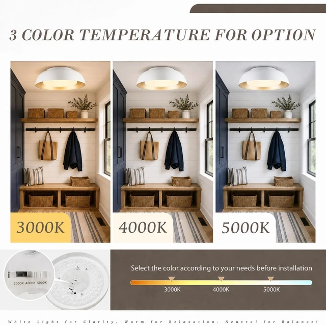 Alt view image 3 of 7 - 15 Inch LED Dimmable Flush Mount Ceiling Light, Frosted Glass Shade