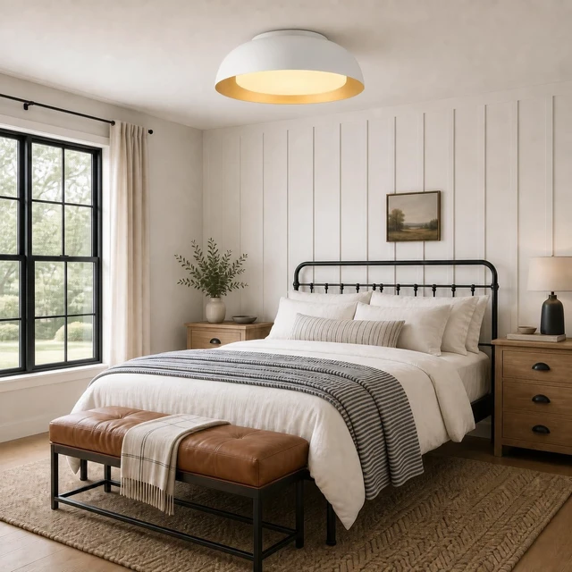 Alt view image 5 of 7 - 15 Inch LED Dimmable Flush Mount Ceiling Light, Frosted Glass Shade