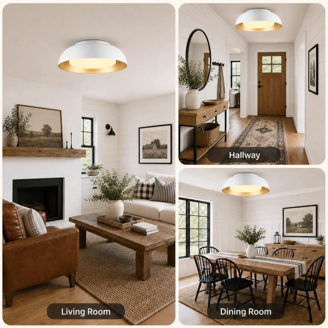 Alt view image 6 of 7 - 15 Inch LED Dimmable Flush Mount Ceiling Light, Frosted Glass Shade