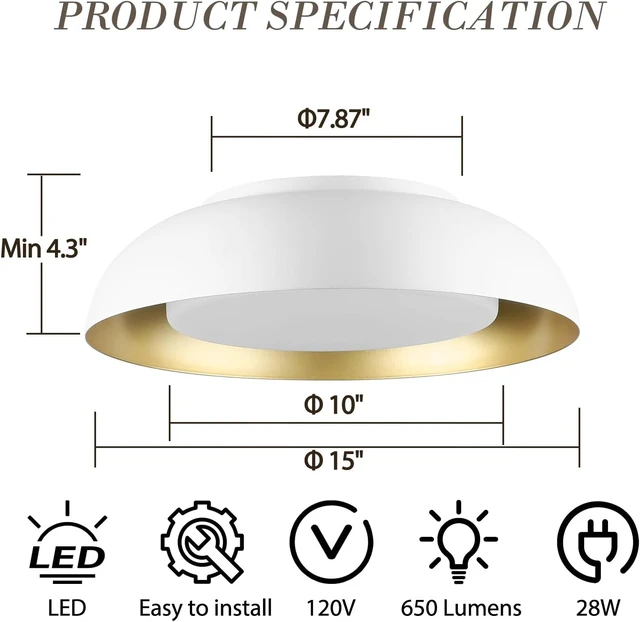 Alt view image 7 of 7 - 15 Inch LED Dimmable Flush Mount Ceiling Light, Frosted Glass Shade