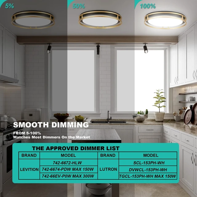 Alt view image 2 of 7 - 13 Inch LED Flush Mount Ceiling Light Fixture, 26W, Super Bright 1700 Lumens, 3 Color 3000K/4000K/5000K, Dimmable Ceiling Lamp for Bedroom Hallway Bathroom Kitchen Laundry (Black Gold)