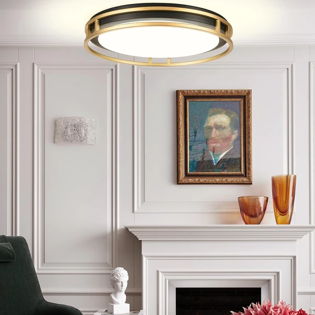 Alt view image 6 of 7 - 13 Inch LED Flush Mount Ceiling Light Fixture, 26W, Super Bright 1700 Lumens, 3 Color 3000K/4000K/5000K, Dimmable Ceiling Lamp for Bedroom Hallway Bathroom Kitchen Laundry (Black Gold)