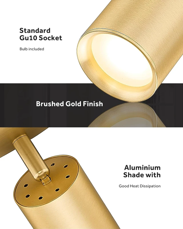 Alt view image 2 of 7 - FEMILA 3 Light Track Lighting Fixtures Ceiling, Brushed Gold LED Track Light with 3000K Bulbs, Track Lights Ceiling Mount for Kitchen, Hallway, Gallery, 4FS84F-3 BG