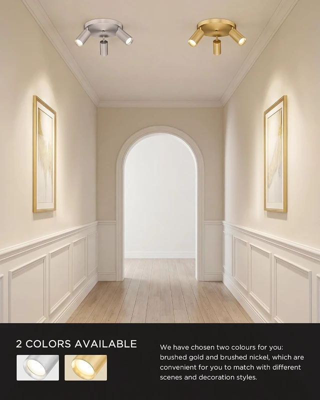 Alt view image 5 of 7 - FEMILA 3 Light Track Lighting Fixtures Ceiling, Brushed Gold LED Track Light with 3000K Bulbs, Track Lights Ceiling Mount for Kitchen, Hallway, Gallery, 4FS84F-3 BG