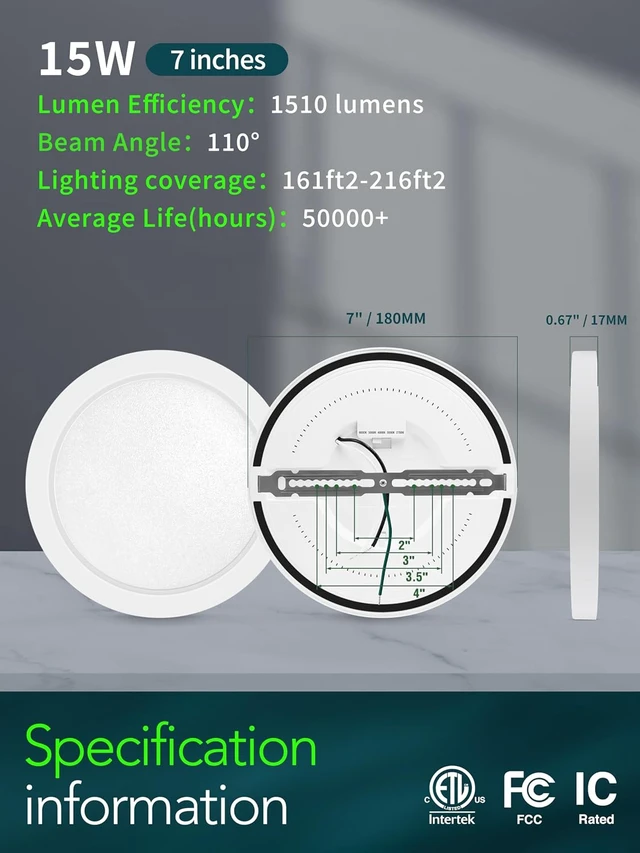 Alt view image 6 of 7 - zouzai 12 Pack 7 Inch LED Flush Mount Ceiling Light, 15W 1510LM, 5CCT