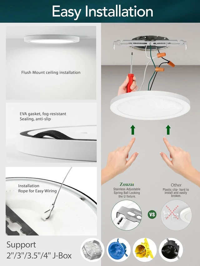 Alt view image 7 of 7 - zouzai 12 Pack 7 Inch LED Flush Mount Ceiling Light, 15W 1510LM, 5CCT