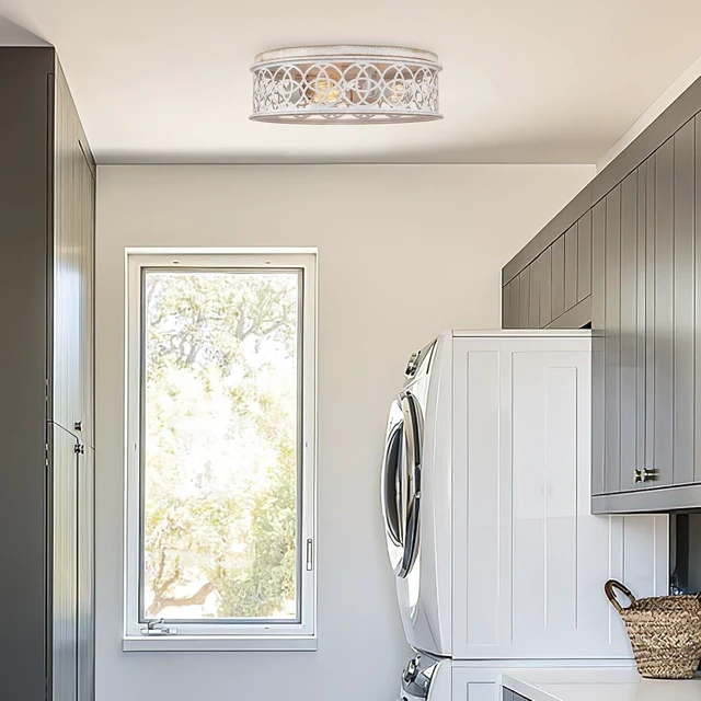 Alt view image 5 of 7 - Kira Home Blythe 17" Modern Farmhouse Flush Mount Ceiling Light, 3-Light