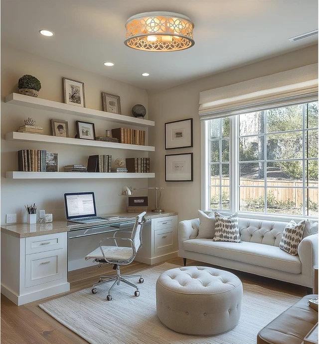 Alt view image 6 of 7 - Kira Home Blythe 17" Modern Farmhouse Flush Mount Ceiling Light, 3-Light