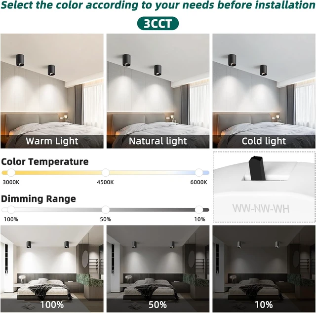 Alt view image 2 of 7 - OKELI Black Modern LED Dimmable Ceiling Light Fixtures for Hallway Kitchen Entryway, 20W 1300LM 2700K-6000K Flush Mount Close to Ceiling Lighting, Cylinder Ceiling Lamps for Living Room 1pack