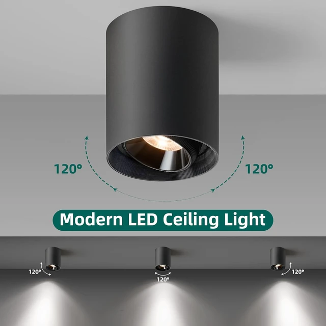 Alt view image 4 of 7 - OKELI Black Modern LED Dimmable Ceiling Light Fixtures for Hallway Kitchen Entryway, 20W 1300LM 2700K-6000K Flush Mount Close to Ceiling Lighting, Cylinder Ceiling Lamps for Living Room 1pack