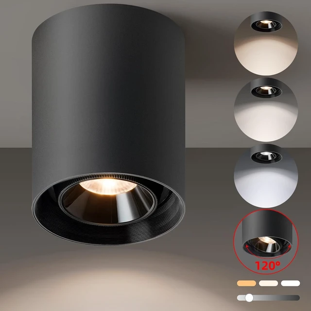 Alt view image 7 of 7 - OKELI Black Modern LED Dimmable Ceiling Light Fixtures for Hallway Kitchen Entryway, 20W 1300LM 2700K-6000K Flush Mount Close to Ceiling Lighting, Cylinder Ceiling Lamps for Living Room 1pack